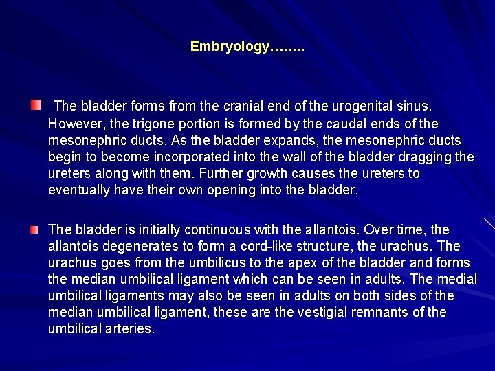 Embryology……. . The bladder forms from the cranial end of the urogenital sinus. However,