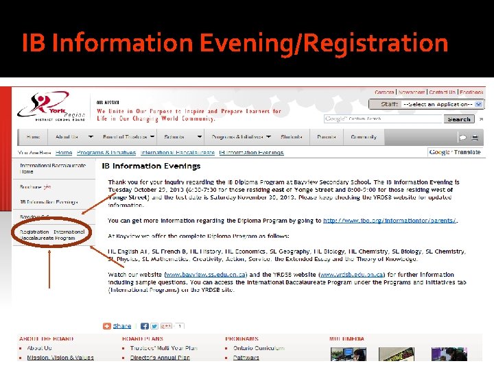 IB Information Evening/Registration 