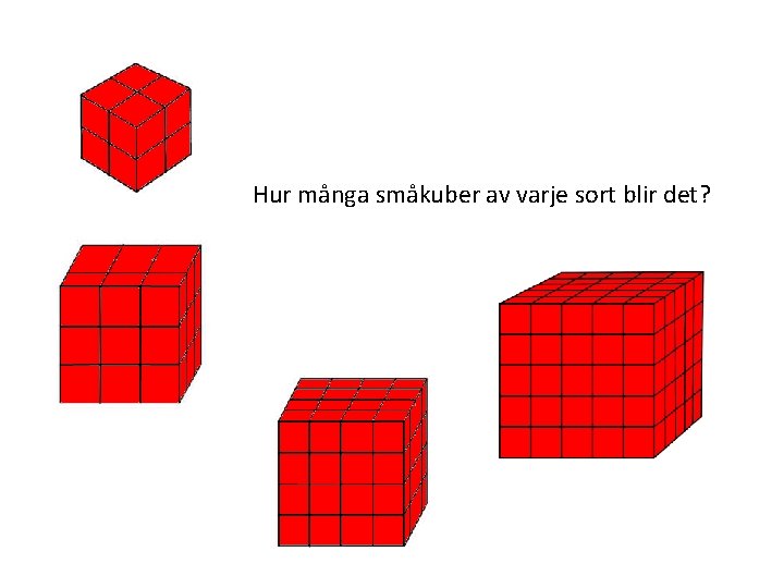 Hur många småkuber av varje sort blir det? 