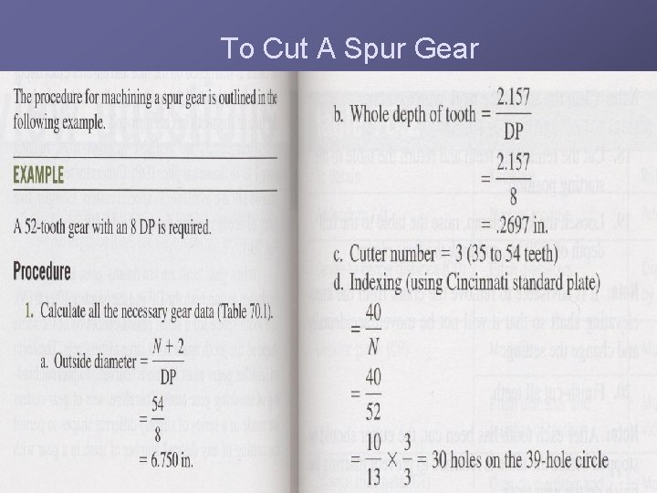 To Cut A Spur Gear 