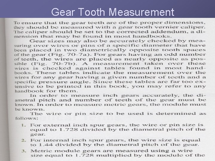 Gear Tooth Measurement 