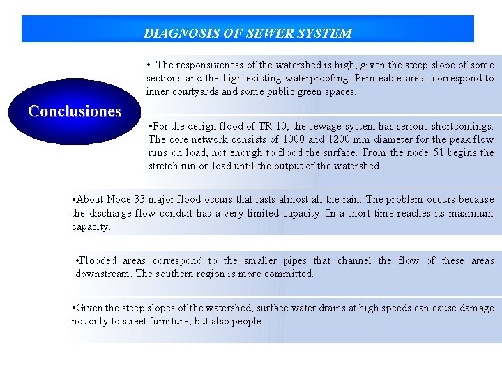 DIAGNOSIS OF SEWER SYSTEM • . The responsiveness of the watershed is high, given