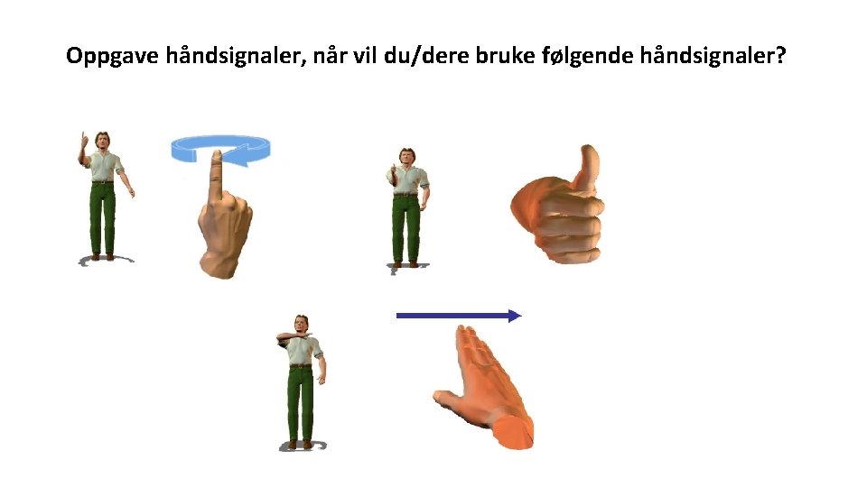 Oppgave håndsignaler, når vil du/dere bruke følgende håndsignaler? 