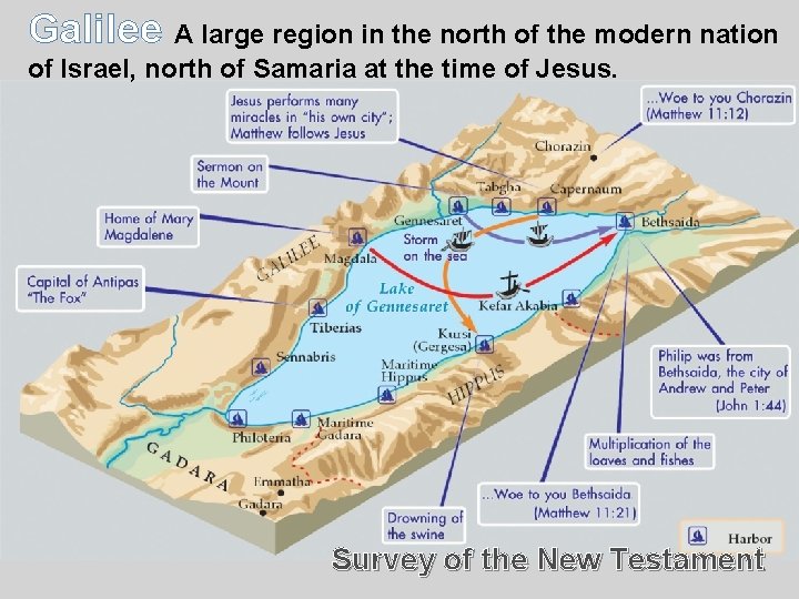 Galilee A large region in the north of the modern nation of Israel, north