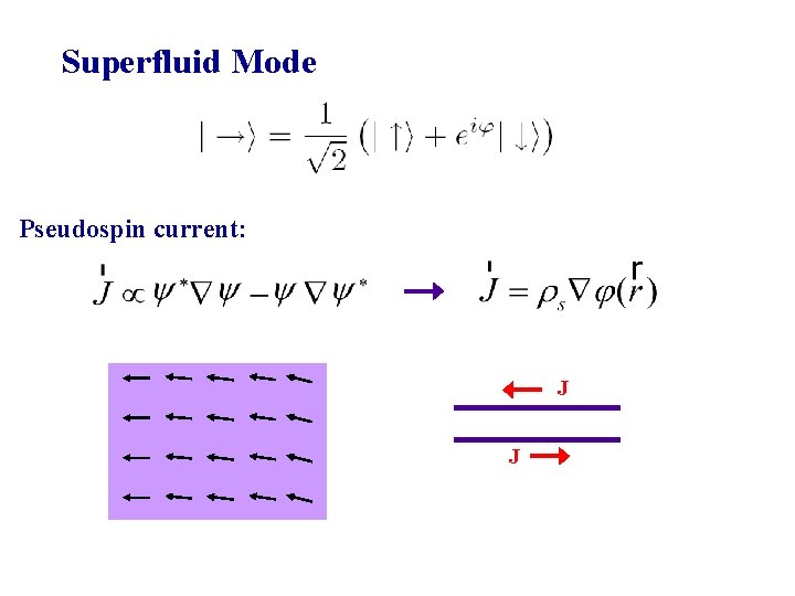 Superfluid Mode Pseudospin current: J J 