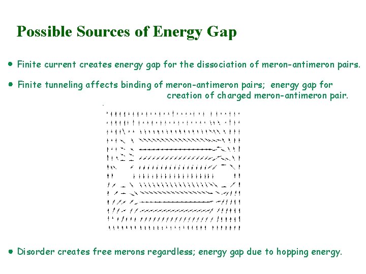Possible Sources of Energy Gap Finite current creates energy gap for the dissociation of