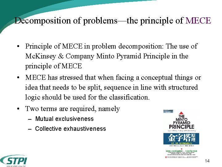 Decomposition of problems—the principle of MECE • Principle of MECE in problem decomposition: The Decomposition of problems—the principle of MECE • Principle of MECE in problem decomposition: The