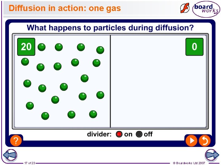 Diffusion in action: one gas 17 of 23 © Boardworks Ltd 2007 