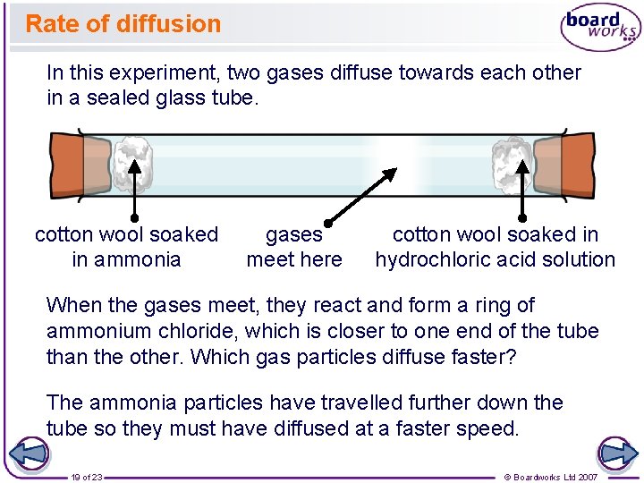 Rate of diffusion In this experiment, two gases diffuse towards each other in a