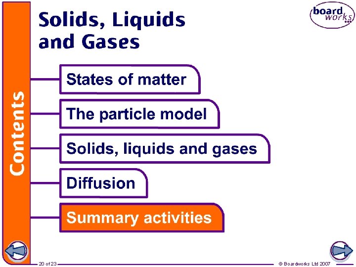 Summary activities 20 of 23 © Boardworks Ltd 2007 