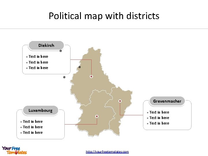 Political map with districts Diekirch Text in here l Grevenmacher Luxembourg Text in here