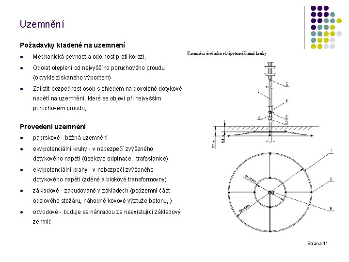 Uzemnění Požadavky kladené na uzemnění l Mechanická pevnost a odolnost proti korozi, l Odolat