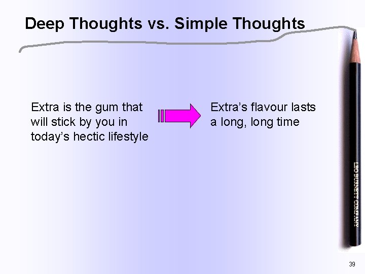 Deep Thoughts vs. Simple Thoughts Extra is the gum that will stick by you
