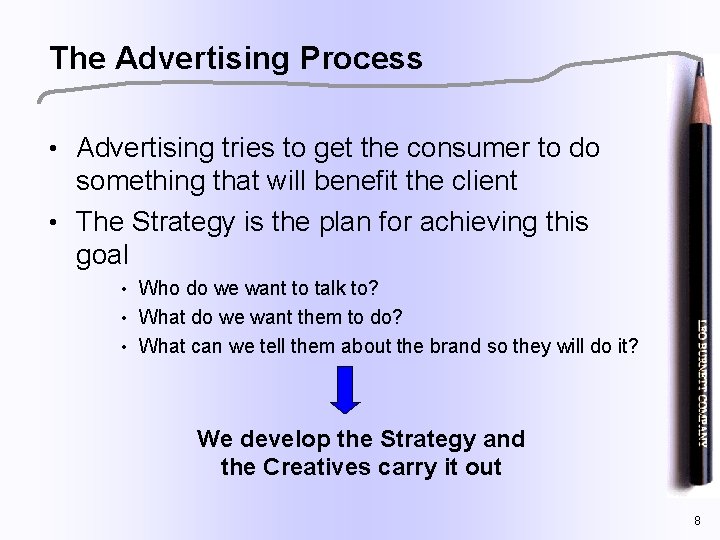 The Advertising Process • Advertising tries to get the consumer to do something that