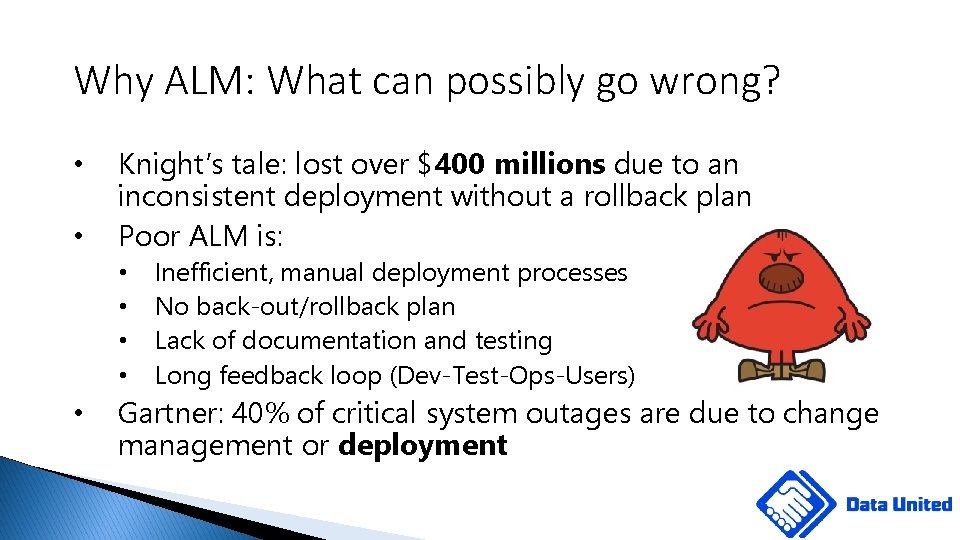 Why ALM: What can possibly go wrong? • • Knight’s tale: lost over $400