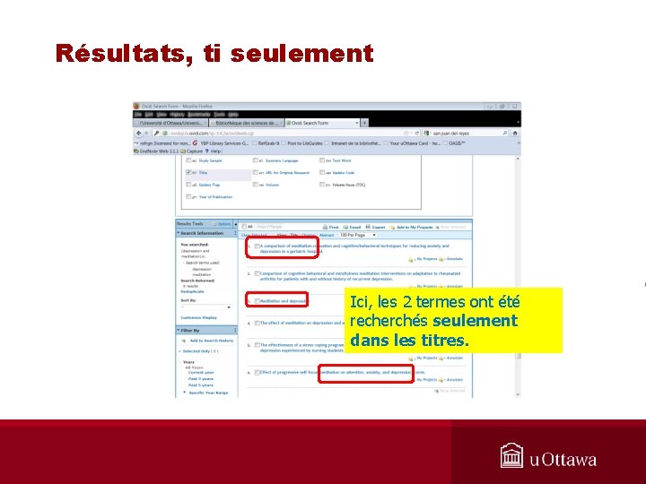 Résultats, ti seulement Ici, les 2 termes ont été recherchés seulement dans les titres.