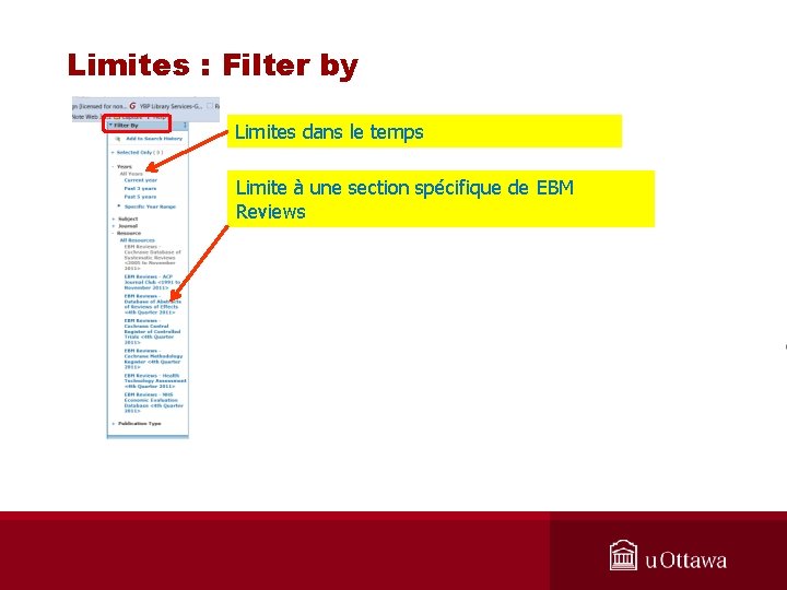Limites : Filter by Limites dans le temps Limite à une section spécifique de