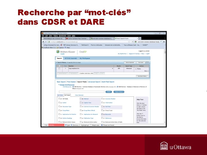 Recherche par “mot-clés” dans CDSR et DARE 