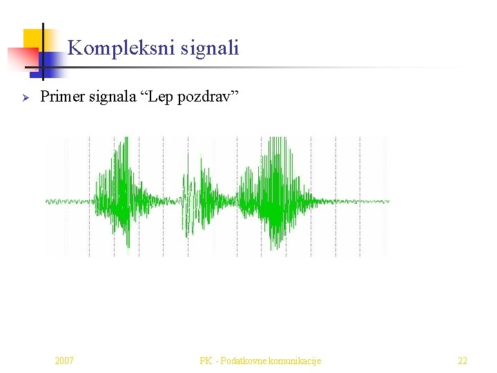 Kompleksni signali Ø Primer signala “Lep pozdrav” 2007 PK - Podatkovne komunikacije 22 