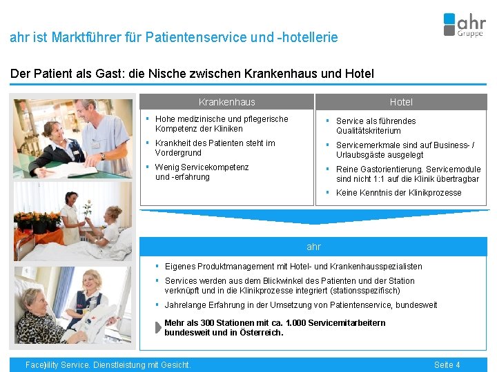 ahr ist Marktführer für Patientenservice und -hotellerie Der Patient als Gast: die Nische zwischen