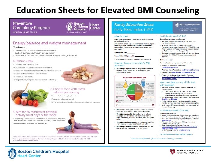 Education Sheets for Elevated BMI Counseling 