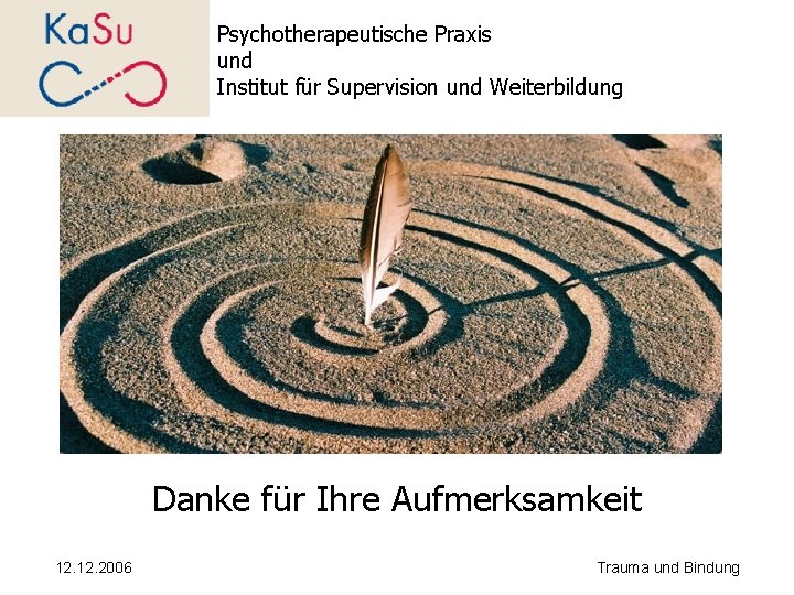 Psychotherapeutische Praxis und Institut für Supervision und Weiterbildung Danke für Ihre Aufmerksamkeit 12. 2006