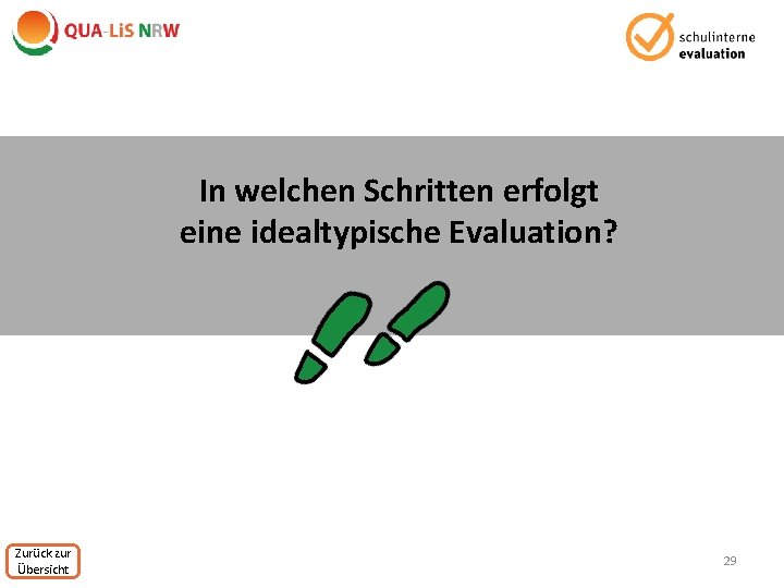 In welchen Schritten erfolgt eine idealtypische Evaluation? Zurück zur Übersicht 29 