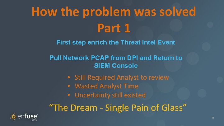 How the problem was solved Master Title Part 1 First step enrich the Threat