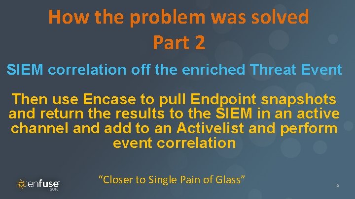 How the problem was solved r Title Part 2 SIEM correlation off the enriched