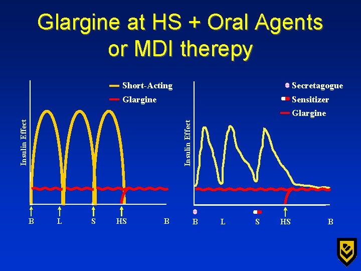 Glargine at HS + Oral Agents or MDI therepy Short-Acting Secretagogue Glargine Sensitizer Insulin