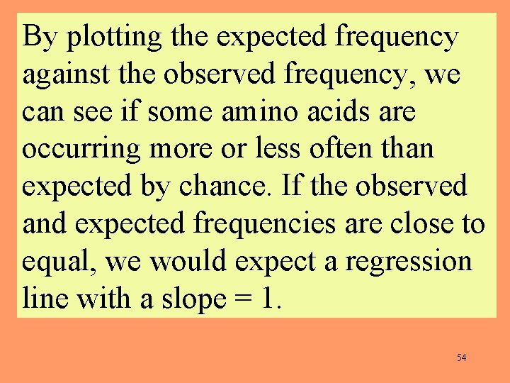 By plotting the expected frequency against the observed frequency, we can see if some