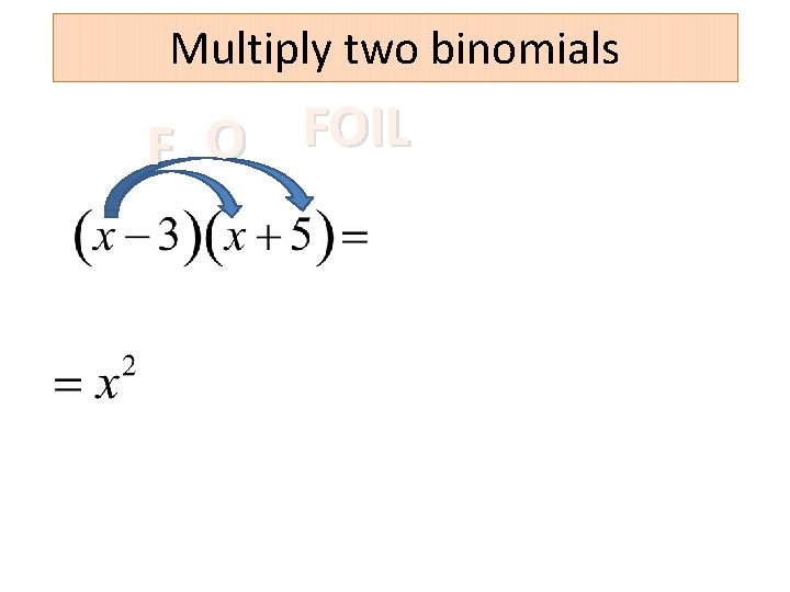 Multiply two binomials FOIL O F 