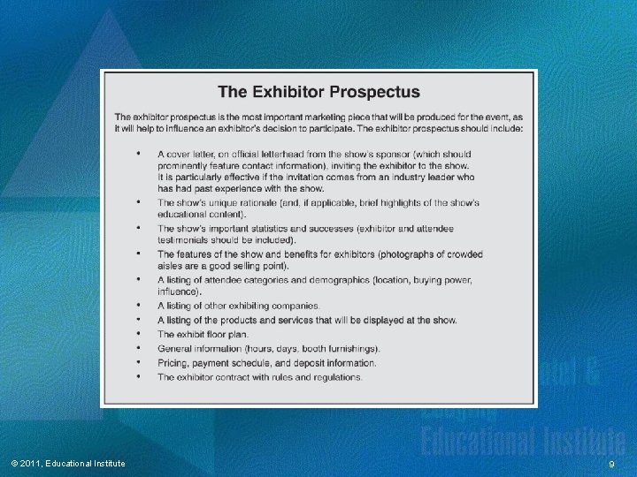 © 2011, Educational Institute 9 