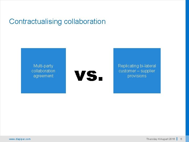 Contractualising collaboration Multi-party collaboration agreement www. dlapiper. com Replicating bi-lateral customer – supplier provisions