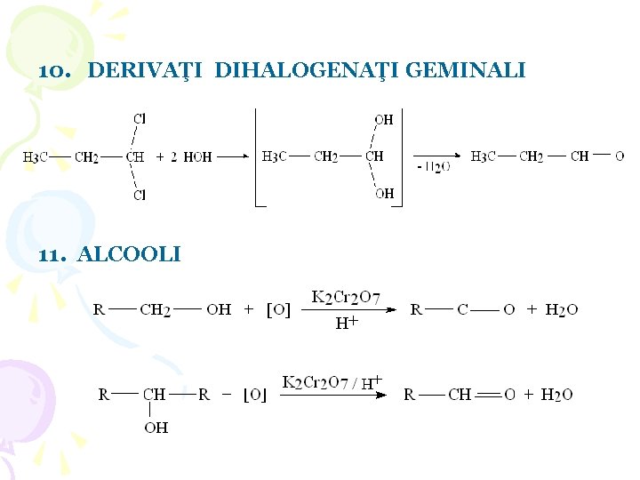 10. DERIVAŢI DIHALOGENAŢI GEMINALI 11. ALCOOLI 10. DERIVAŢI DIHALOGENAŢI GEMINALI 11. ALCOOLI