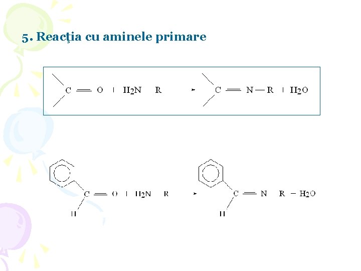 5. Reacţia cu aminele primare 5. Reacţia cu aminele primare