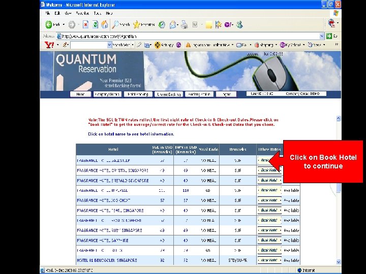 Click on Book Hotel to continue 