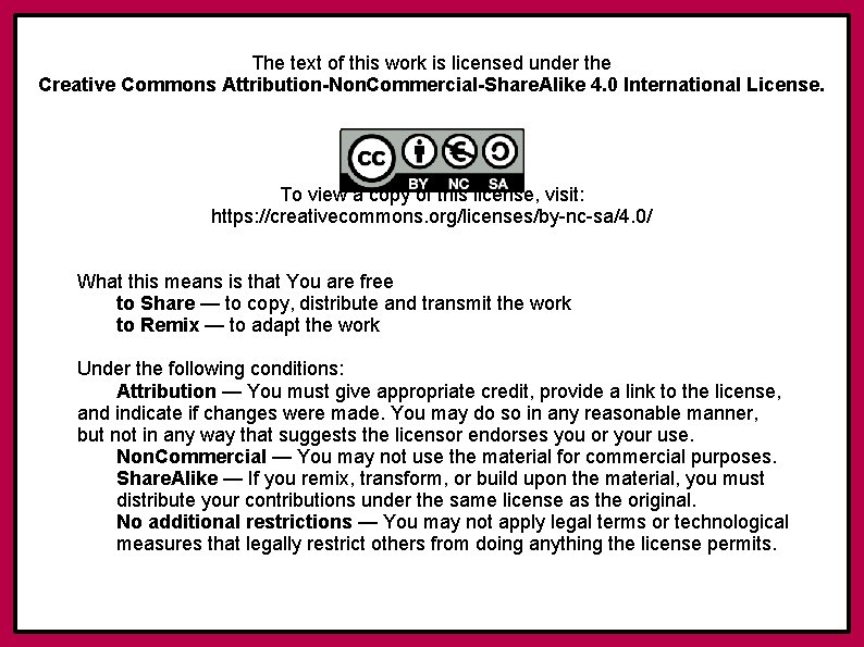 The text of this work is licensed under the Creative Commons Attribution-Non. Commercial-Share. Alike