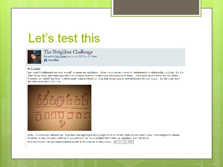 Let’s test this 