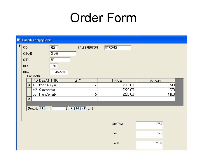 Order Form 