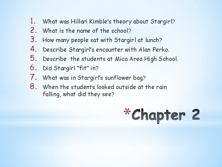1. 2. 3. 4. 5. 6. 7. 8. What was Hillari Kimble’s theory about