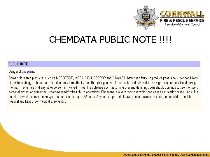 CHEMDATA PUBLIC NOTE !!!! 