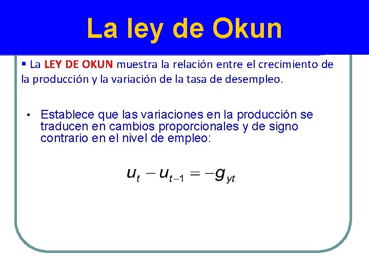 La ley de Okun § La LEY DE OKUN muestra la relación entre el