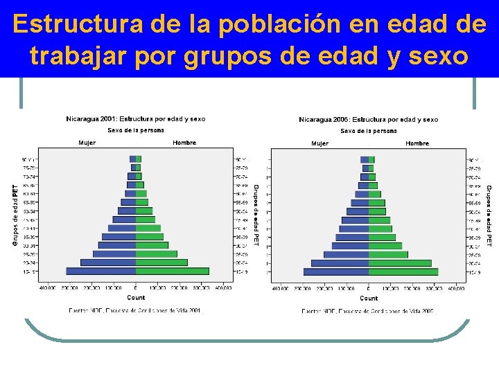 Estructura de la población en edad de trabajar por grupos de edad y sexo