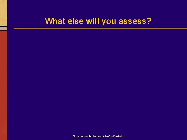 What else will you assess? Elsevier items and derived items © 2006 by Elsevier
