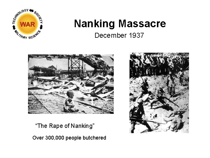 Nanking Massacre December 1937 “The Rape of Nanking” Over 300, 000 people butchered 