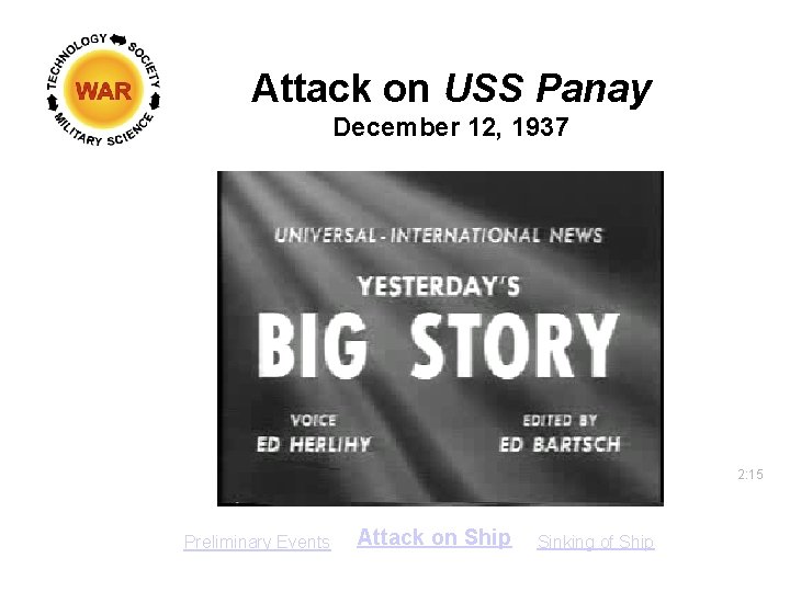 Attack on USS Panay December 12, 1937 2: 15 Preliminary Events Attack on Ship