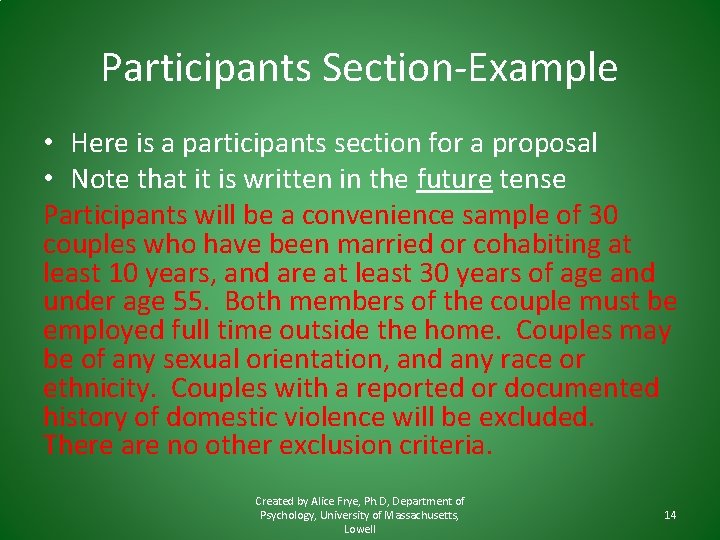 Participants Section-Example • Here is a participants section for a proposal • Note that