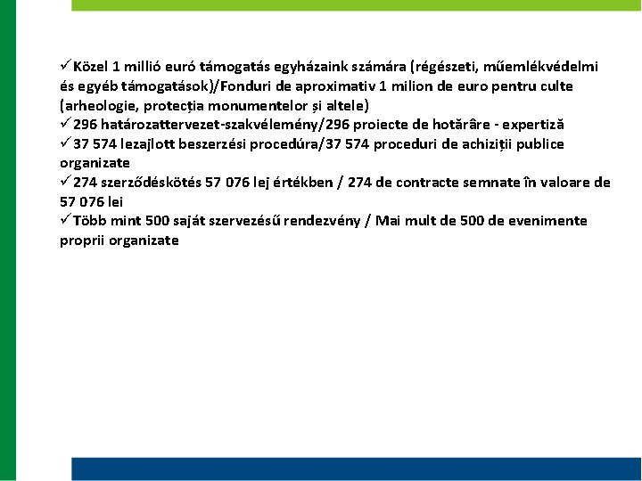 üKözel 1 millió euró támogatás egyházaink számára (régészeti, műemlékvédelmi és egyéb támogatások)/Fonduri de aproximativ üKözel 1 millió euró támogatás egyházaink számára (régészeti, műemlékvédelmi és egyéb támogatások)/Fonduri de aproximativ