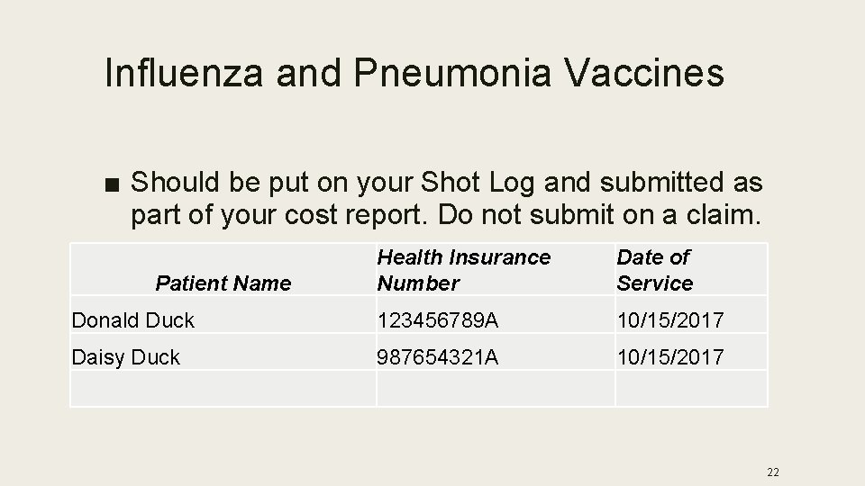 Influenza and Pneumonia Vaccines ■ Should be put on your Shot Log and submitted